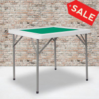 Flash Furniture DAD-MJZ-88-GG 34.5'' Square Granite White Folding Game Table with Green Playing Surface 